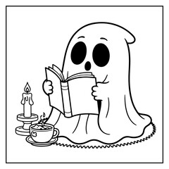 Ghost Moments Coloring Book for Kids and Adults.