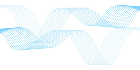 Abstract Blue Wave Lines on White Background. Vector Illustration