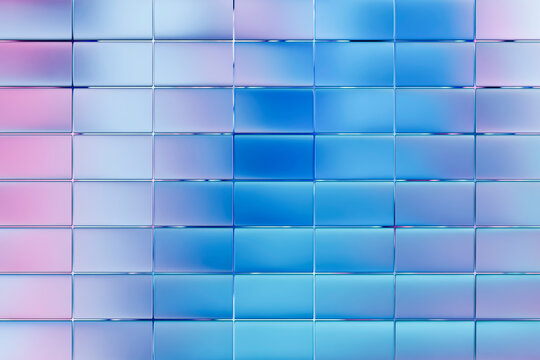 Colorful 3D glass panels with a blue and pink gradient pattern