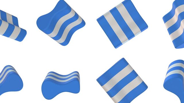 Swimming Pull Buoy Falling on a White Background. Stylized Pull Buoy 3D. 4K