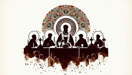 Last supper eucharist christianity jesus christ apostles religious art icon