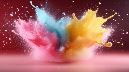 An explosive display of vibrant colors mixing in a beautiful and dynamic manner, evoking creativity and excitement, perfect for celebrating artistic expression and abstract concepts.
