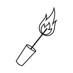 Emergency flare stick burning in roadside holder simplified style Vector illustration
