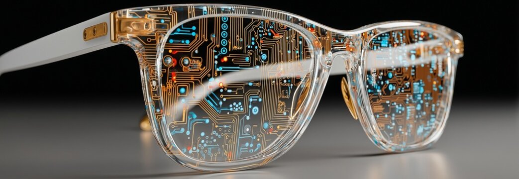 Modern spectacles that mirror a circuit board showcase creativity and cutting-edge technology.