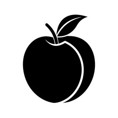 Peach fruit with leaf isolated on white background