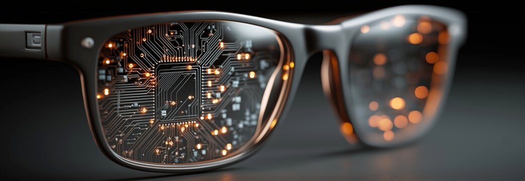 Modern spectacles that mirror a circuit board showcase creativity and cutting-edge technology.