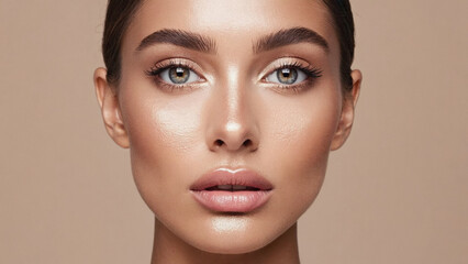 Portrait of a woman's face with elaborate makeup, great for beauty or fashion concepts
