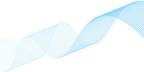 Abstract Blue Wave Lines on White Background. Vector Illustration