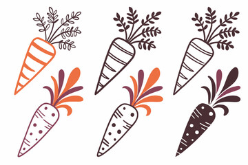 set of Carrot vector silhouette illustration isolated on white background