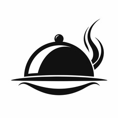 Obraz premium Food platter with a dome cover isolated on white background