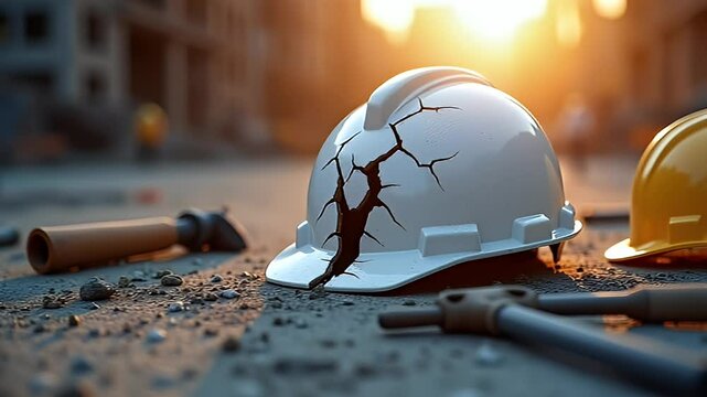 Broken Construction Helmet