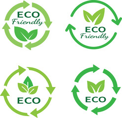 Green arrow with ECO symbol leaf