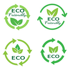 Green arrow with ECO symbol leaf