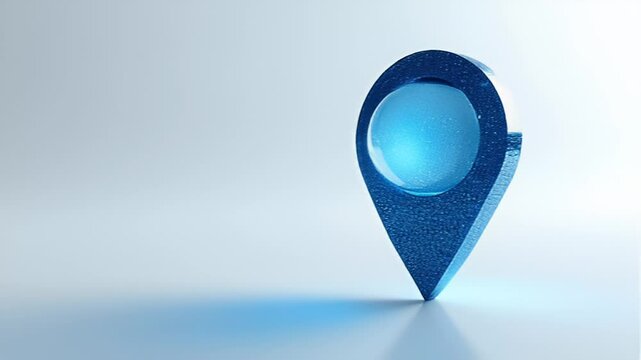 Realistic 3D Render of a Blue Map Pointer on a White Background