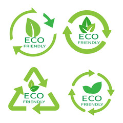 Green arrow with ECO symbol leaf