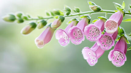 Fototapeta premium Delicate pink foxglove flowers in soft focus