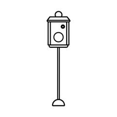 Push button pedestrian call box attached to metal pole Vector illustration