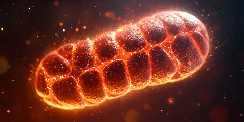 3D Render of Glowing Microscopic Cell, Sci-Fi Concept of Cellular Structure

