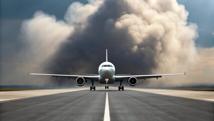 Naklejka premium Flight disruption caused by war effect global air traffic aviation safety for commercial airline Flight disruption concept