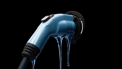 Electric Vehicle Charging Connector Dripping Water in Dark Setting