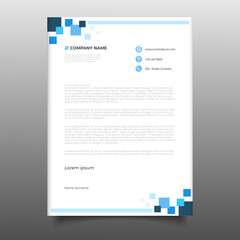Elegant corporate business profile letterhead with geometric square template design background