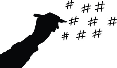 Hashtag Writer Silhouette - Digital Marketing Hand