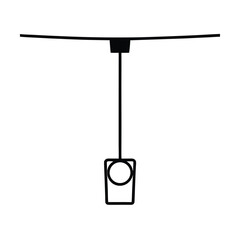 Traffic signal with three light sections mounted above Vector illustration