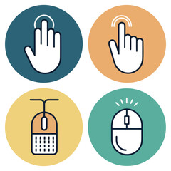 Obraz premium Simple Hand Cursor and Mouse Click Icons A Set of Clean, Minimalist UI Elements for Website and App Design