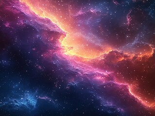 Obraz premium Vibrant Cosmic Nebula in 8K: Swirling Galaxies with Ethereal Light Effects for Mysterious Space Exploration Background