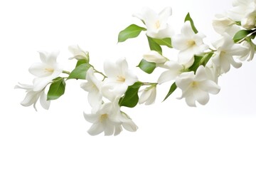 Fototapeta premium Photo of flying jasmine flowers blossom plant petal.