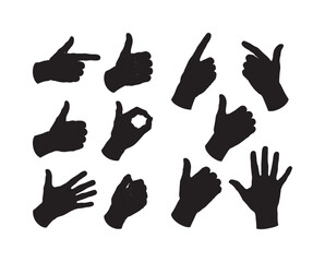 Black Silhouettes of Hand Gestures Collection