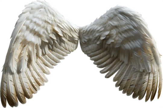 stunning oversized fantasy  angel wings isolated on white background PNG ,ai generated - Powered by Adobe