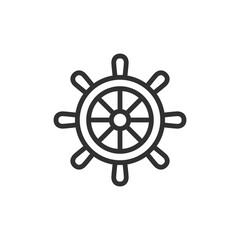 Ship wheel, linear icon. Steering, control or maritime navigation. Line with editable stroke.