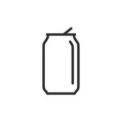 Open soda can, linear icon. Fizzy drink, refreshment. Line with editable stroke.