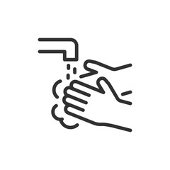 Handwashing, linear icon. Hygiene and health safety. Line with editable stroke.