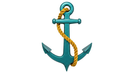 Isolated Teal Anchor with Rope