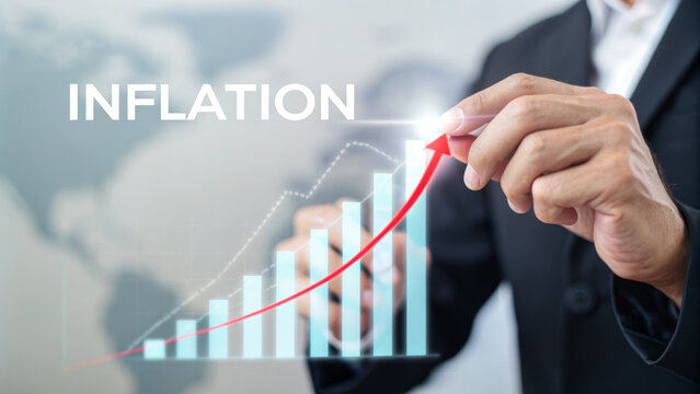 Inflation ,interest rates and global economy. Inflation finance economy growth business chart graph global investment success analysis - Powered by Adobe