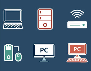 Computer Icons Laptop, Desktop, Server, and Peripherals –  A Collection of Simple, Clean Vector Illustrations