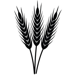 A Trio of Wheat Stalks Awaiting Harvest Symbolizing Agriculture, Abundance, and the Essence of Grain Production in a Monochromatic Silhouette