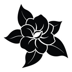 Plumeria flower silhouette vector in black, representing tropical beauty, nature, spa, and floral decoration design