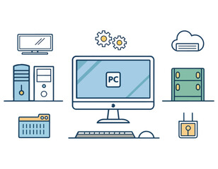 Streamlined Computer System Desktop PC Setup, Network Storage, and Peripheral Devices