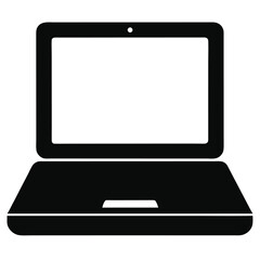 Laptop vector modern black silhouette for technology, education, work from home, business, digital illustration and computer design