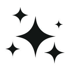 Decorative sparkle stars vector icon in black silhouette for shine effect, twinkle design, magic visuals, night sky and celestial theme illustrations