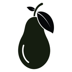Black pear fruit vector illustration in silhouette style for healthy food, fresh fruit labels, organic nutrition, diet concept and fruit icons