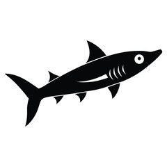 Minimal black and white fish silhouette vector illustration for seafood, fishing, ocean, marine product packaging and restaurant or culinary design