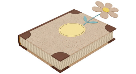 Isolated Book with Flower