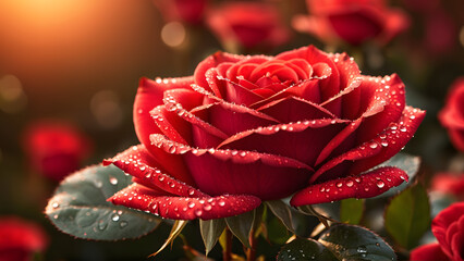 A single petal holds the memory of an entire garden — each dewdrop is a tiny lens capturing blurred blossoms, golden sunlight, and the quiet poetry of dawn.