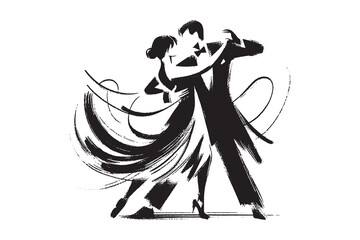 Ballroom tango dance couple brush sketch vector illustration
