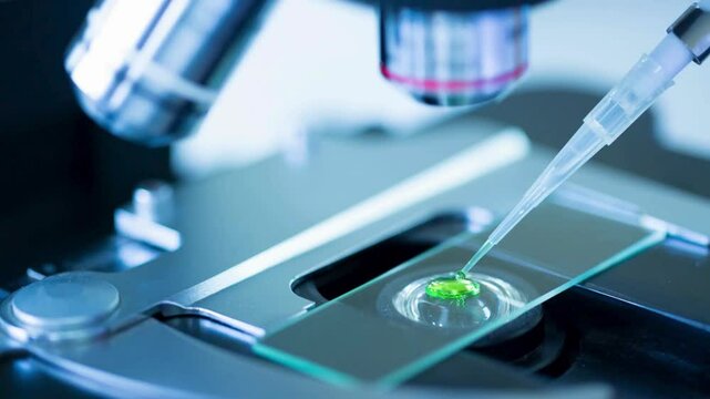 Close up examination of the rabies virus under a microscope for ongoing research. Scientists in the lab are working to understand its transmission.