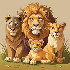 lion and lioness family vector image 
